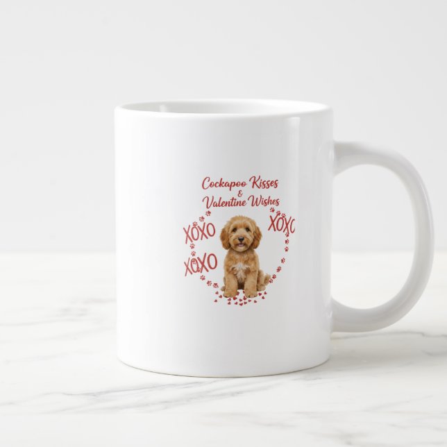 Cockapoo Kisses Valentine Wishes Dog Lover Large Coffee Mug (Right)