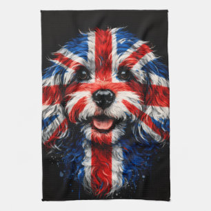 Cockapoo kitchen Union Jack British Dog towel