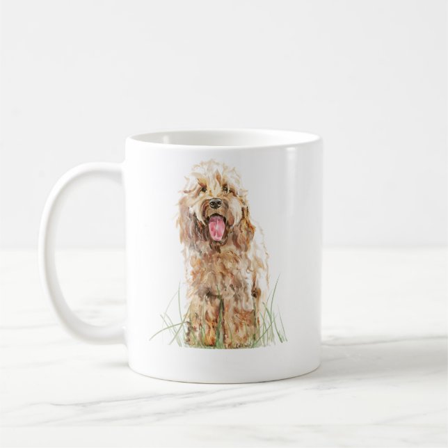 Cockapoo Mug, Dog Lover Gift, Cockapoo Art Mug (Left)