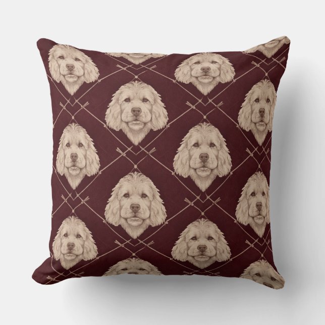 Cockapoo Pattern Cushion | Elegant Dog Pillow (Front)