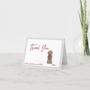 Cockapoo Pet Dog Personalise Bone with Ribbon Thank You Card