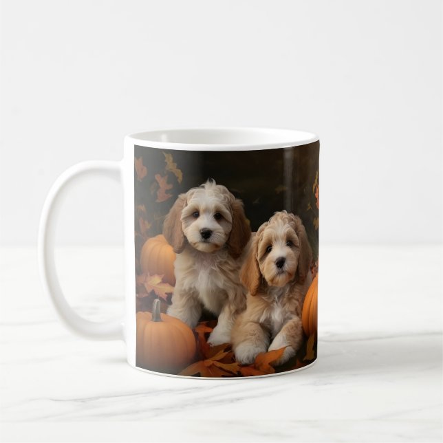 Cockapoo Puppy Autumn Delight Pumpkin  Coffee Mug (Left)
