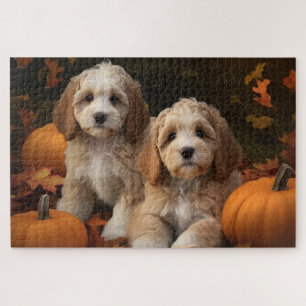 Cockapoo Puppy Autumn Delight Pumpkin  Jigsaw Puzzle