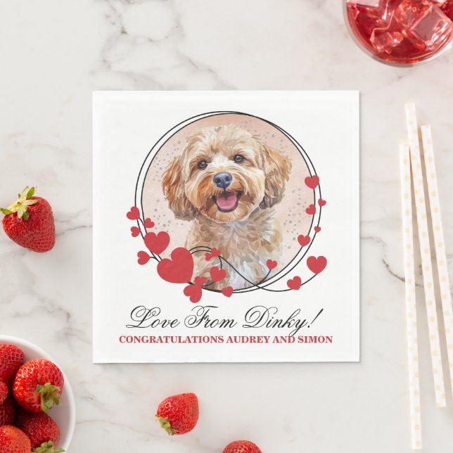 Cockapoo Red Heart Frame Dog Photo Napkin (Insitu)