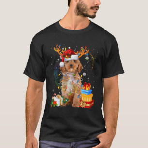 Cockapoo Reindeer Christmas Lights Funny Dog Xmas T-Shirt
