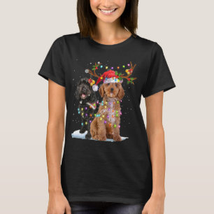 Cockapoo Reindeer Santa Hat Xmas Lights Christmas  T-Shirt