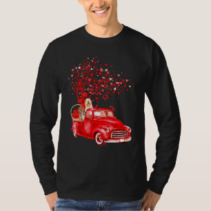 Cockapoo Riding Red Truck Valentine Butterfly Hear T-Shirt