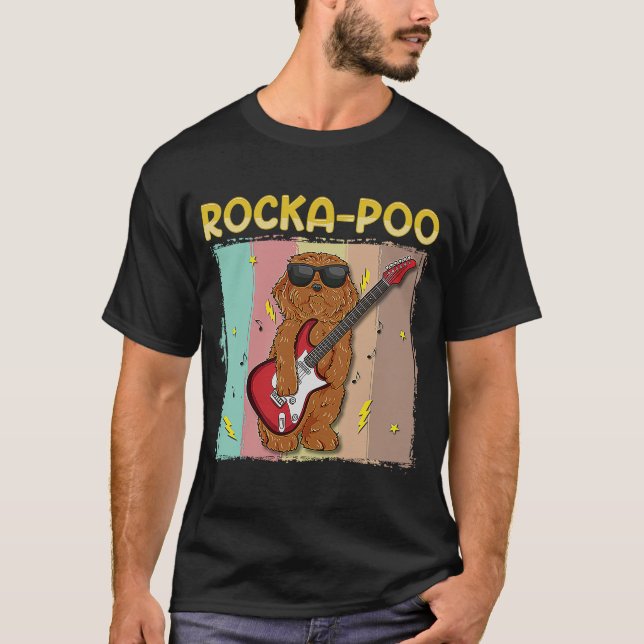 Cockapoo Rockstar Rocka Poo Dog  Blues Master T-Shirt (Front)