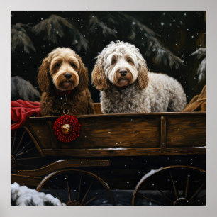 Cockapoo Snowy Sleigh Christmas Decor