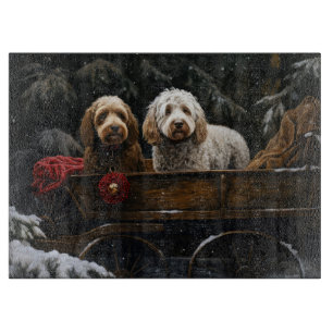 Cockapoo Snowy Sleigh Christmas Decor     Cutting Board