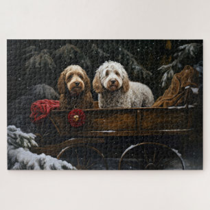 Cockapoo Snowy Sleigh Christmas Decor Jigsaw Puzzle