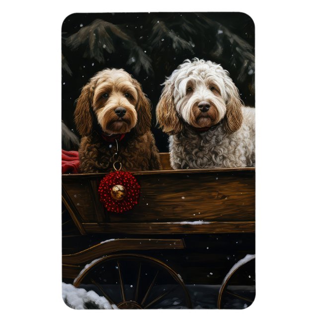 Cockapoo Snowy Sleigh Christmas Decor     Magnet (Vertical)