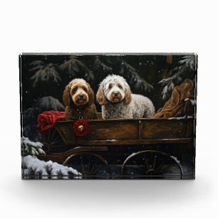 Cockapoo Snowy Sleigh Christmas Decor     Photo Block