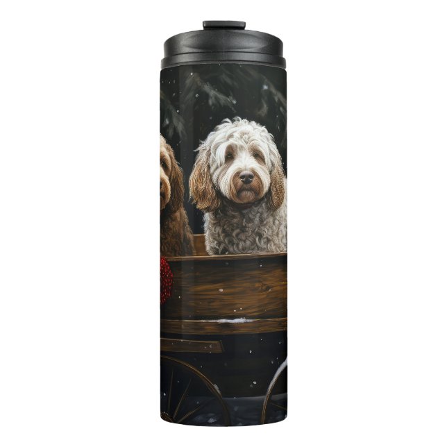 Cockapoo Snowy Sleigh Christmas Decor     Thermal Tumbler (Front)