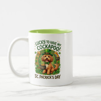 Cockapoo St Patrick's Day Lucky Dog Pot of Gold Two-Tone Coffee Mug