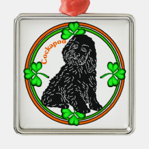 Cockapoo St Patrick's Day Metal Tree Decoration
