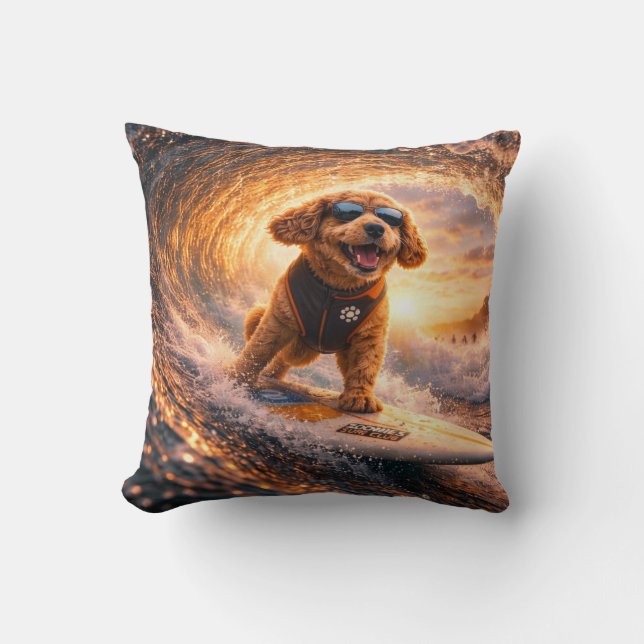 Cockapoo Surf Art | Cool Cockapoo Gift pillow (Front)