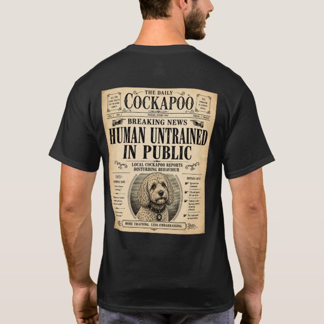 Cockapoo Vintage Newspaper Funny T-Shirt (Back)