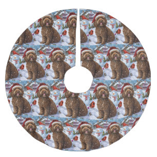 Cockapoo Winter Wonderland Christmas Joy  Brushed Polyester Tree Skirt