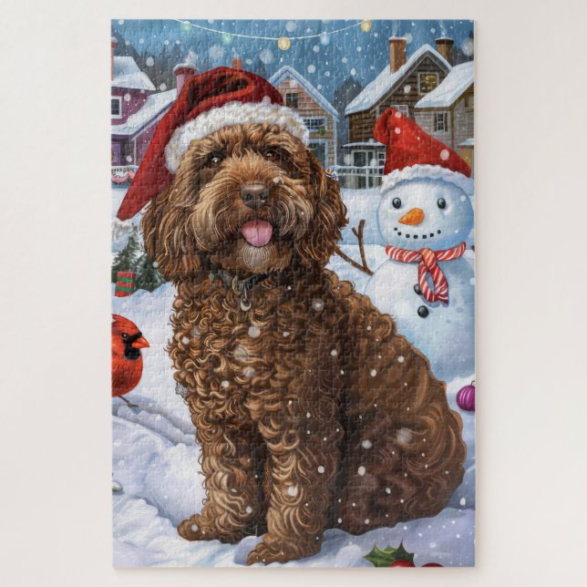 Cockapoo Winter Wonderland Christmas Joy  Jigsaw Puzzle (Vertical)