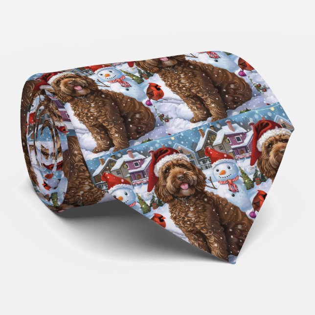 Cockapoo Winter Wonderland Christmas Joy  Tie (Rolled)
