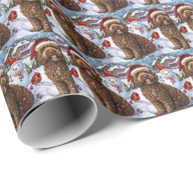 Cockapoo Winter Wonderland Christmas Joy  Wrapping Paper (Roll Corner)