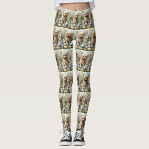 Cockapoo with Easter Eggs Holiday  Leggings
