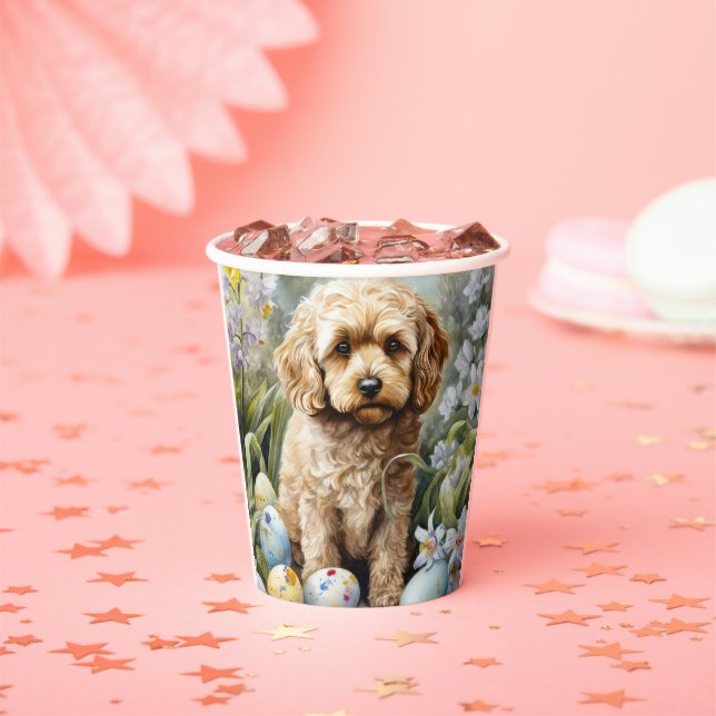 Cockapoo with Easter Eggs Holiday  Paper Cups (Insitu)