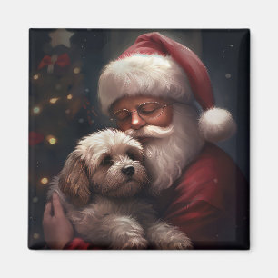 Cockapoo With Santa Claus Festive Christmas  Magnet