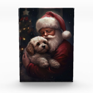 Cockapoo With Santa Claus Festive Christmas Photo Block