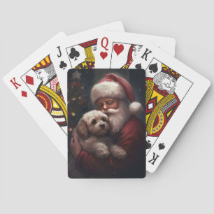 Cockapoo With Santa Claus Festive Christmas Playing Cards