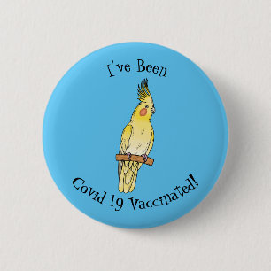 Cockatiel bird cartoon illustration  6 cm round badge