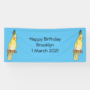 Cockatiel bird cartoon illustration  banner