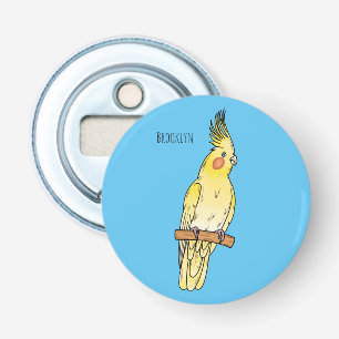 Cockatiel bird cartoon illustration  bottle opener