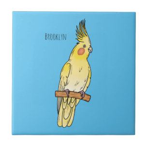 Cockatiel bird cartoon illustration ceramic tile