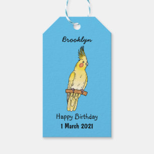 Cockatiel bird cartoon illustration gift tags