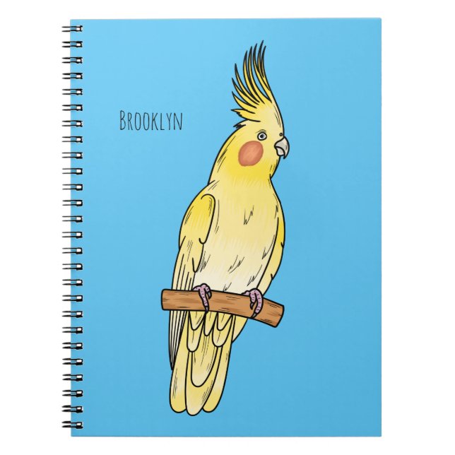Cockatiel bird cartoon illustration  notebook (Front)
