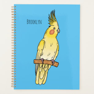 Cockatiel bird cartoon illustration planner