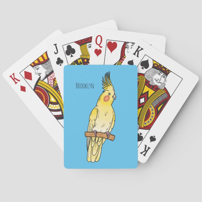 Cockatiel bird cartoon illustration playing cards (Back)
