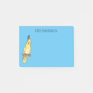 Cockatiel bird cartoon illustration post-it notes