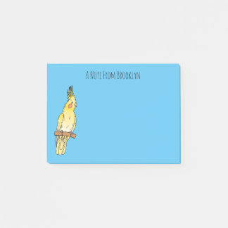 Cockatiel bird cartoon illustration post-it notes