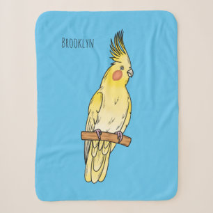 Cockatiel bird cartoon illustration sherpa blanket