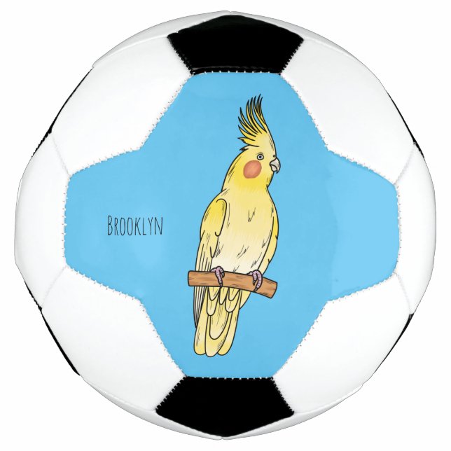 Cockatiel bird cartoon illustration  soccer ball (Front)