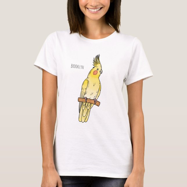 Cockatiel bird cartoon illustration T-Shirt (Front)