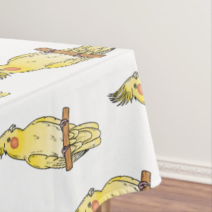 Cockatiel bird cartoon illustration tablecloth