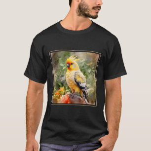Cockatiel Bird Garden Flowers Painting Pet Mum Dad T-Shirt