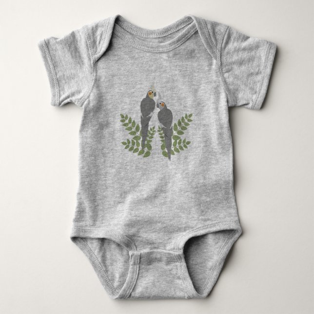 Cockatiel Couple Baby Bodysuit (Front)