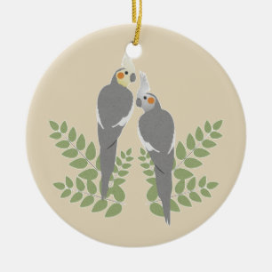Cockatiel Couple Ceramic Tree Decoration