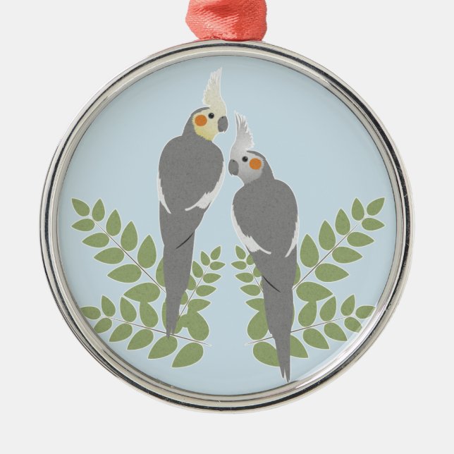 Cockatiel Couple Metal Ornament (Front)