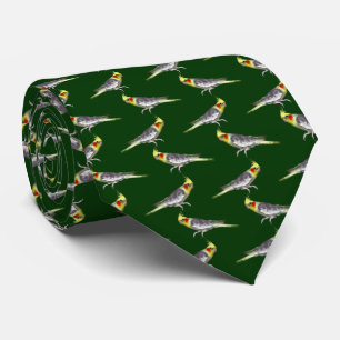 Cockatiel Frenzy Tie Double Sided (Dark Green)